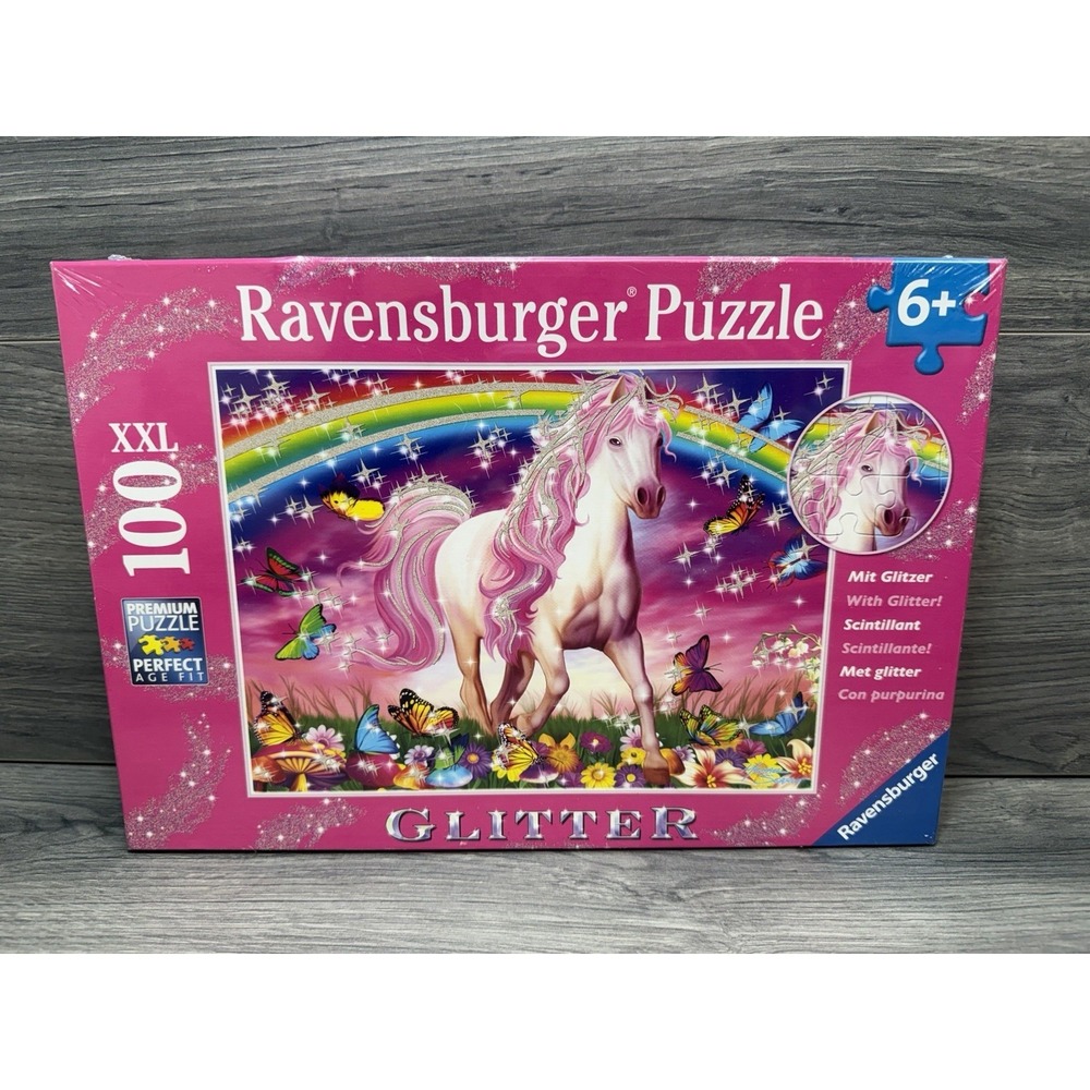 Ravensburger Unicorn Glitter 100 XXL Piece Puzzle New In Box Sealed Pink